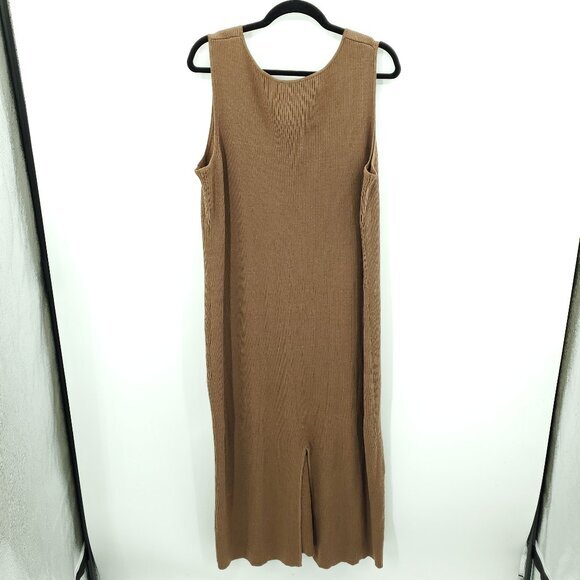 VTG Y2K metrostyle Ribbed Maxi Matching Tank Dress/Duster Sweater Set 1X Brown - Picture 5 of 16